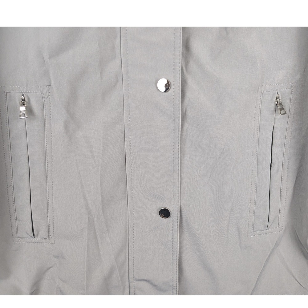 London Fog Hood Rain Jacket Gray L Lightweight Zip Snap Close Pockets Drawstring - Picture 9 of 12